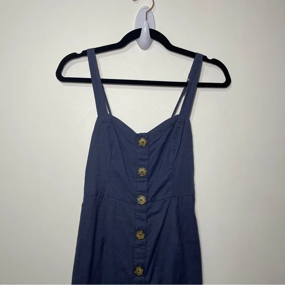Abercombie & Fitch women's Navy full button down babydoll mini overall dress XS - Picture 3 of 7